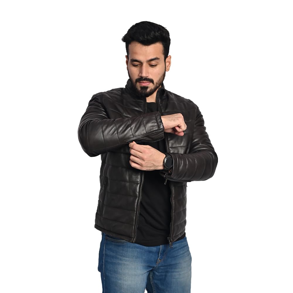Men's 100% Genuine Leather Bomber Jacket for Heavy Winter | Black