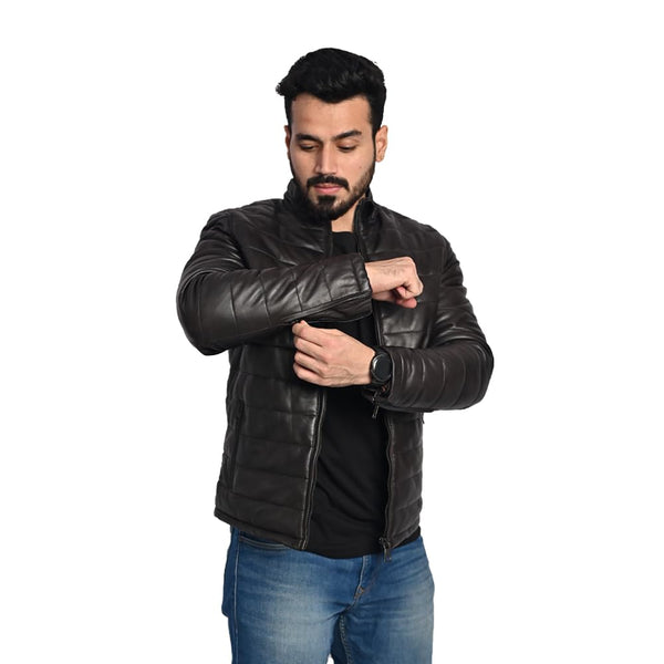 Men's 100% Genuine Leather Bomber Jacket for Heavy Winter | Black