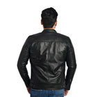 TAJ LEATHER Black Leather Jacket for Men – Premium Genuine Leather Jacket with Round Neck & Shoulder Design