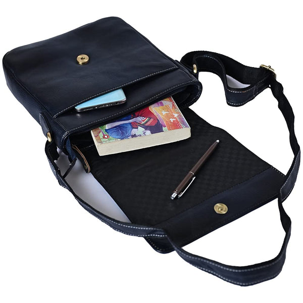 LEATHER SLING BAG (192) (Blue)