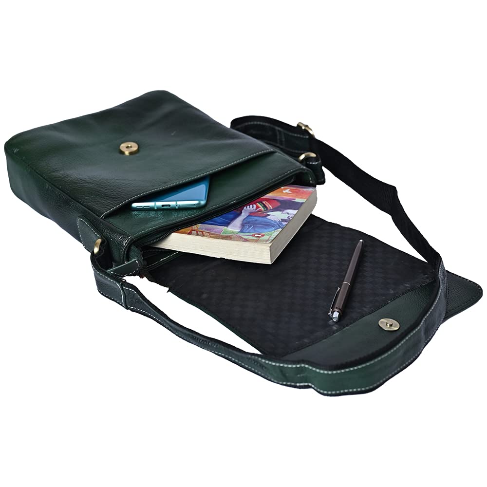 LEATHER SLING BAG (192) (Green)