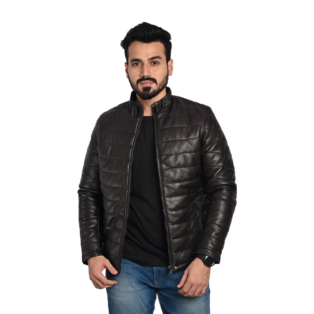 Men's 100% Genuine Leather Bomber Jacket for Heavy Winter | Black