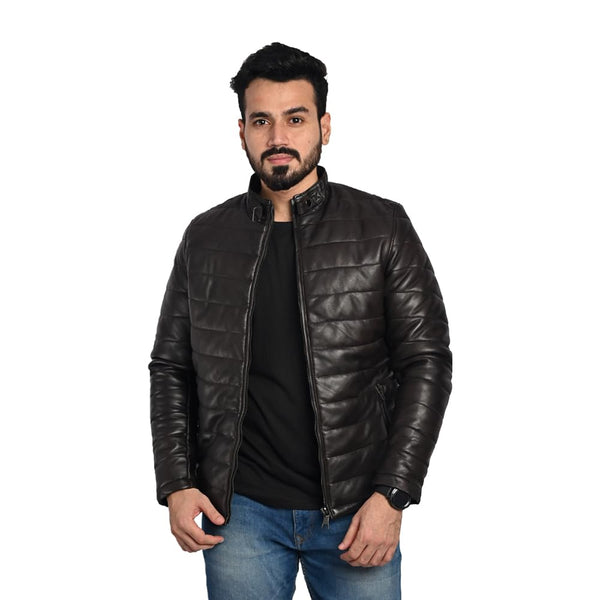 Men's 100% Genuine Leather Bomber Jacket for Heavy Winter | Black