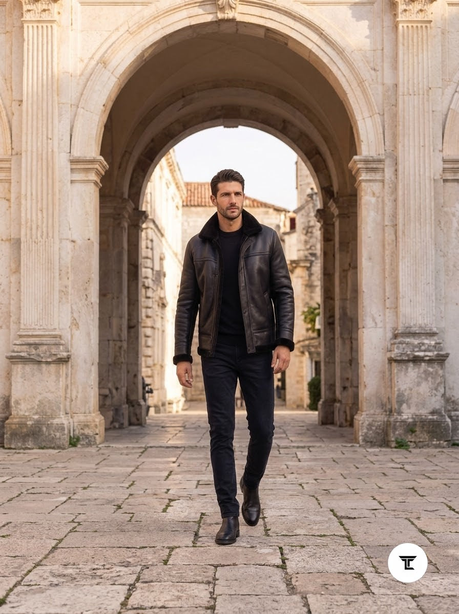 Taj Signature Roma Shearling Leather Bomber