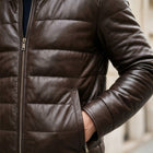 Taj Imperial St. Moritz Brown Channel Quilted Leather Puffer Jacket - View 1000166569