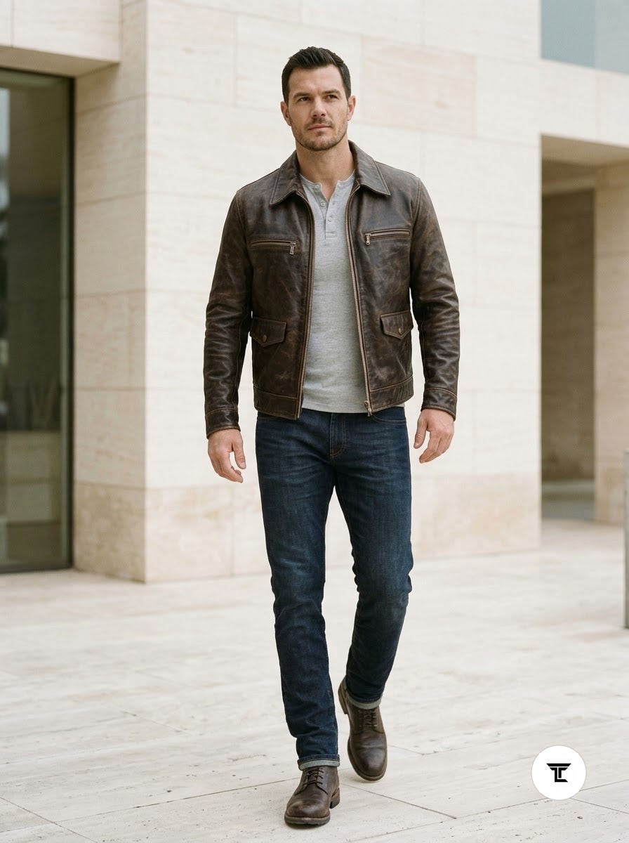 Taj Signature Modena Cafe Racer Leather Jacket