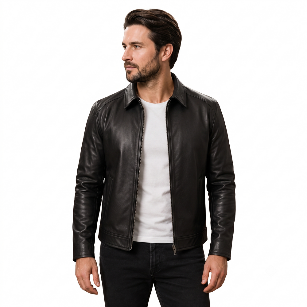 Oxford Classic Leather Jacket blak