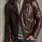 Taj Heritage Maverick Cognac Double-Rider Biker Jacket