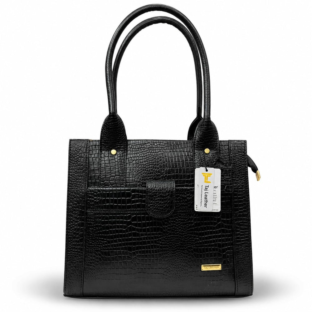 TAJ LEATHER Genuine Leather Handbag for Women, Premium Crocodile Pattern Tote Bag, Spacious Ladies Purse for Office, Work, Shopping & Daily Use, Stylish Shoulder Bag