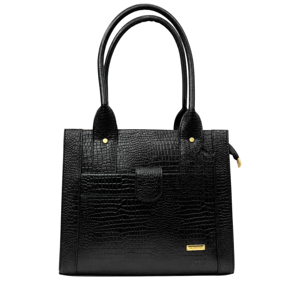 TAJ LEATHER Genuine Leather Handbag for Women, Premium Crocodile Pattern Tote Bag, Spacious Ladies Purse for Office, Work, Shopping & Daily Use, Stylish Shoulder Bag