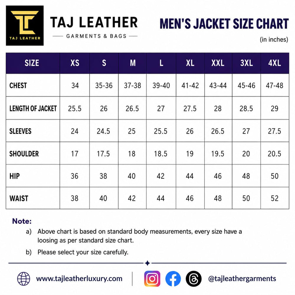 TAJ LEATHER Men's Genuine Leather Jacket | 100% Genuine Leather Cafe Racer Biker Jacket | Premium Quilted Motorcycle Jacket | Black | 3XL