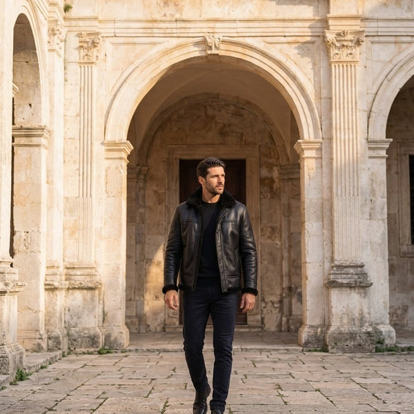 Taj Signature Roma Shearling Leather Bomber Close-up 3