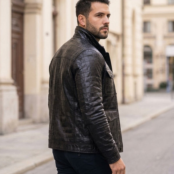 Taj Signature Obsidian Nappa Leather Jacket Close-up 2