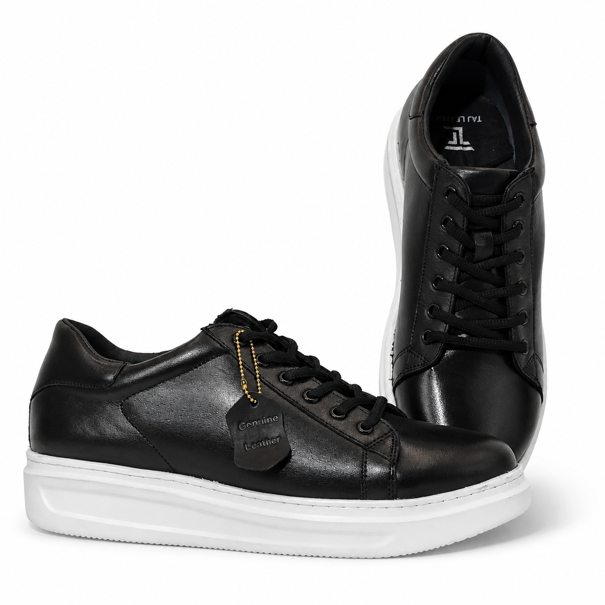 Classic Black Low-Top Leather Sneakers