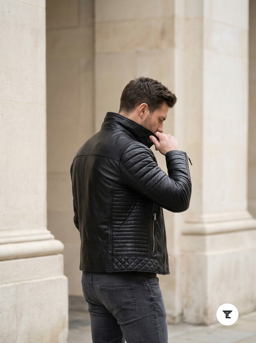 Taj Signature Milano Asymmetrical Black Double-Rider Biker Jacket - View 1000166577