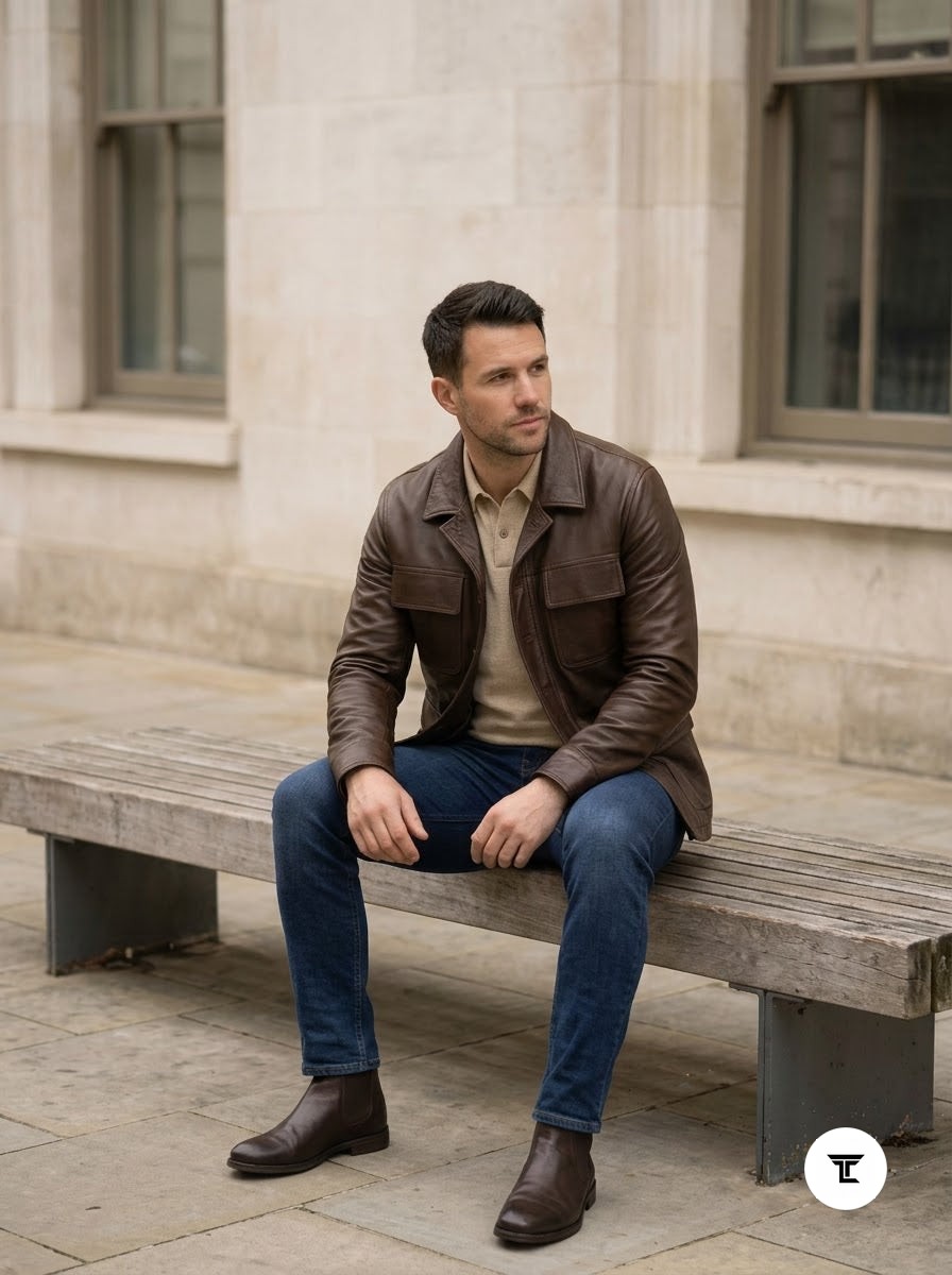 Taj Artisan Kalahari Deep Walnut Four-Pocket Safari Jacket - View 1000166309