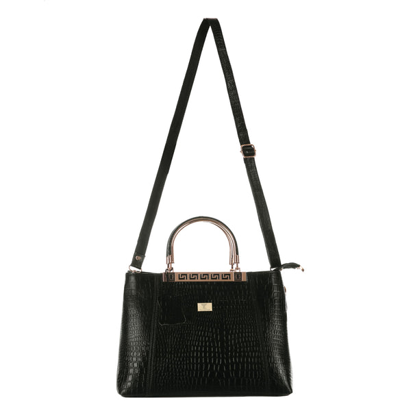 TAJ LEATHER Genuine Leather Handbag for Women, Premium Crocodile Textured Tote Bag with Zipper, Spacious Ladies Purse for Office, Work, Shopping & Daily Use