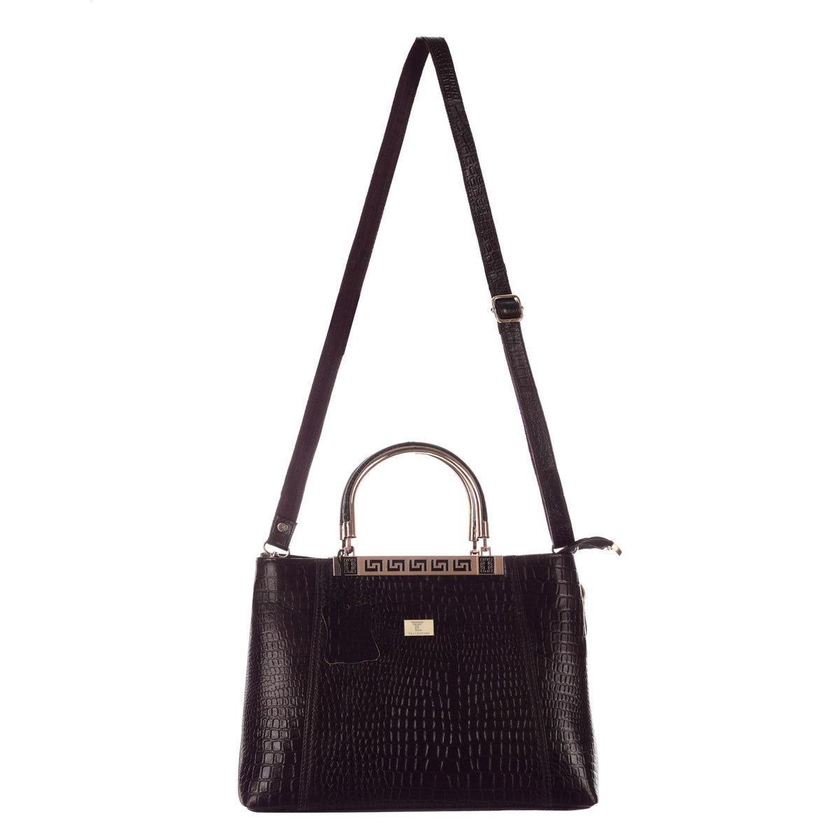 TAJ LEATHER Genuine Leather Handbag for Women, Premium Crocodile Textured Tote Bag with Zipper, Spacious Ladies Purse for Office, Work, Shopping & Daily Use
