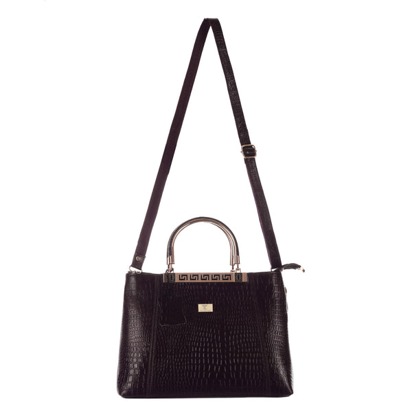 TAJ LEATHER Genuine Leather Handbag for Women, Premium Crocodile Textured Tote Bag with Zipper, Spacious Ladies Purse for Office, Work, Shopping & Daily Use