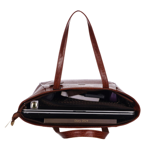 TAJ LEATHER Genuine Leather Tote Bag for Women, Premium Textured Handbag with Spacious Compartment, Stylish Shoulder Carry Bag for Office, Shopping, Travel & Everyday Use