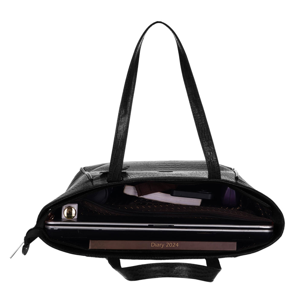 TAJ LEATHER Genuine Leather Tote Bag for Women, Premium Textured Handbag with Spacious Compartment, Stylish Shoulder Carry Bag for Office, Shopping, Travel & Everyday Use