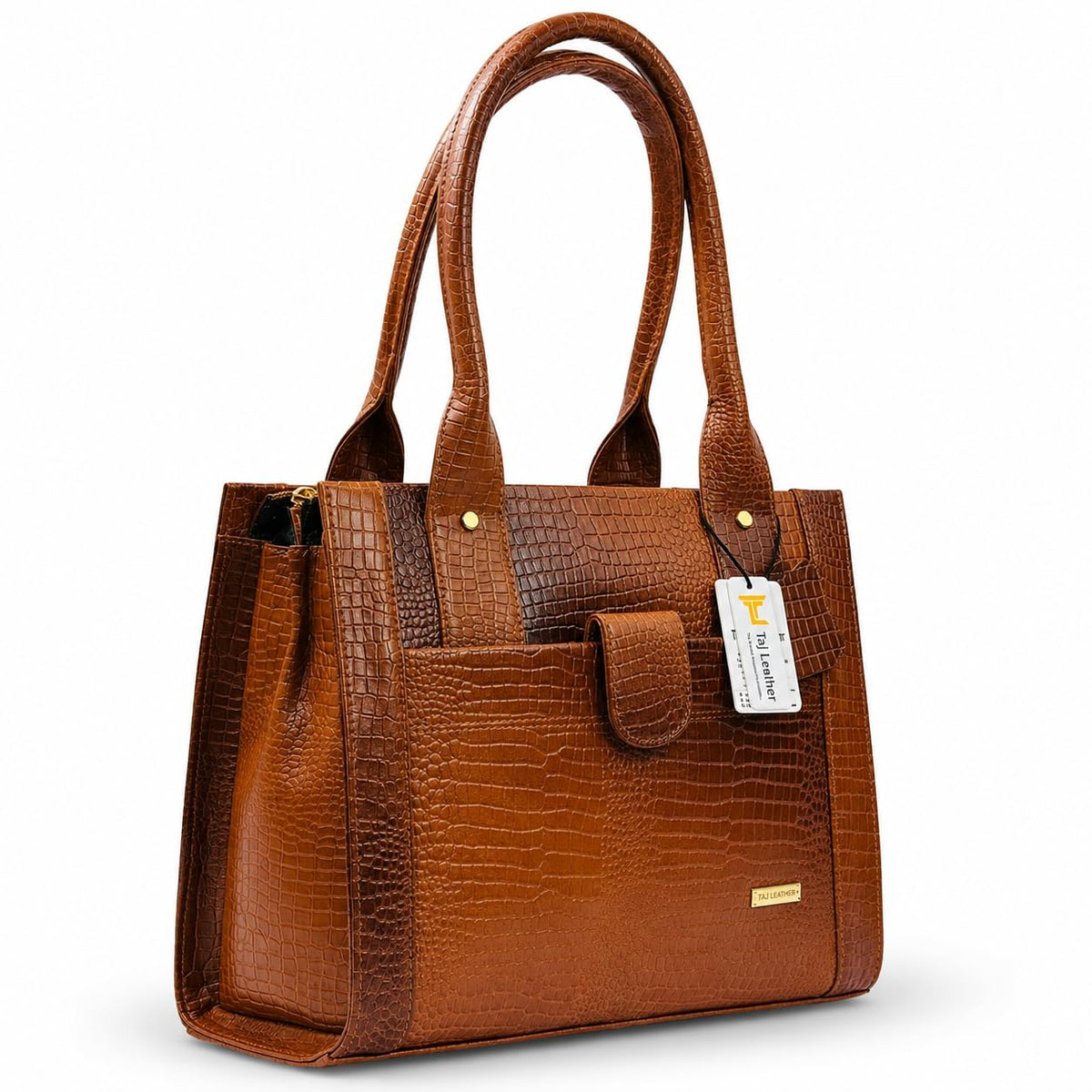 TAJ LEATHER Genuine Leather Handbag for Women, Premium Crocodile Pattern Tote Bag, Spacious Ladies Purse for Office, Work, Shopping & Daily Use, Stylish Shoulder Bag