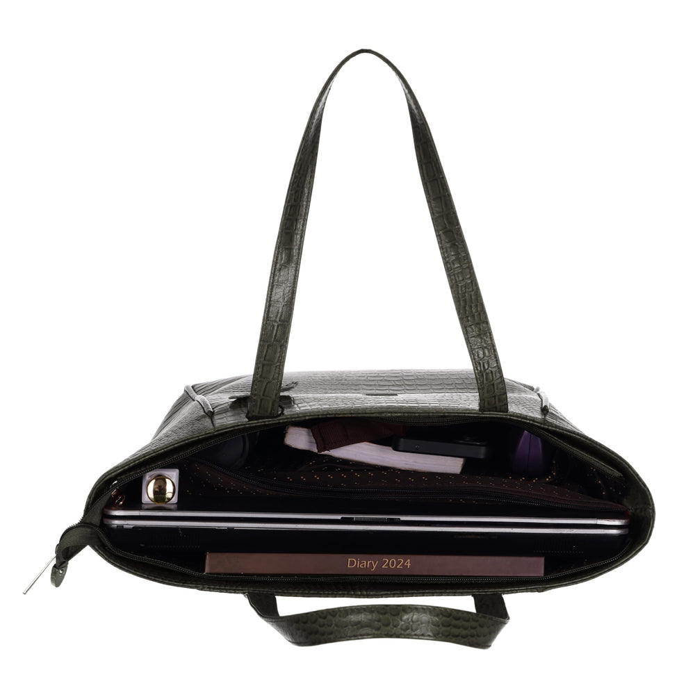 TAJ LEATHER Genuine Leather Tote Bag for Women, Premium Textured Handbag with Spacious Compartment, Stylish Shoulder Carry Bag for Office, Shopping, Travel & Everyday Use