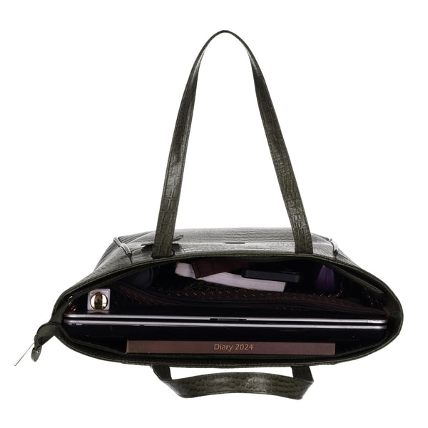 TAJ LEATHER Genuine Leather Tote Bag for Women, Premium Textured Handbag with Spacious Compartment, Stylish Shoulder Carry Bag for Office, Shopping, Travel & Everyday Use