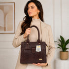 TAJ LEATHER Genuine Leather Handbag for Women, Premium Crocodile Pattern Tote Bag, Spacious Ladies Purse for Office, Work, Shopping & Daily Use, Stylish Shoulder Bag