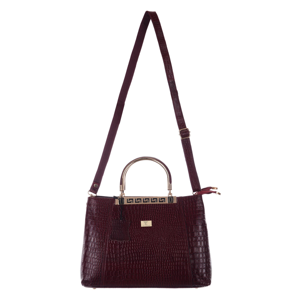 TAJ LEATHER Genuine Leather Handbag for Women, Premium Crocodile Textured Tote Bag with Zipper, Spacious Ladies Purse for Office, Work, Shopping & Daily Use