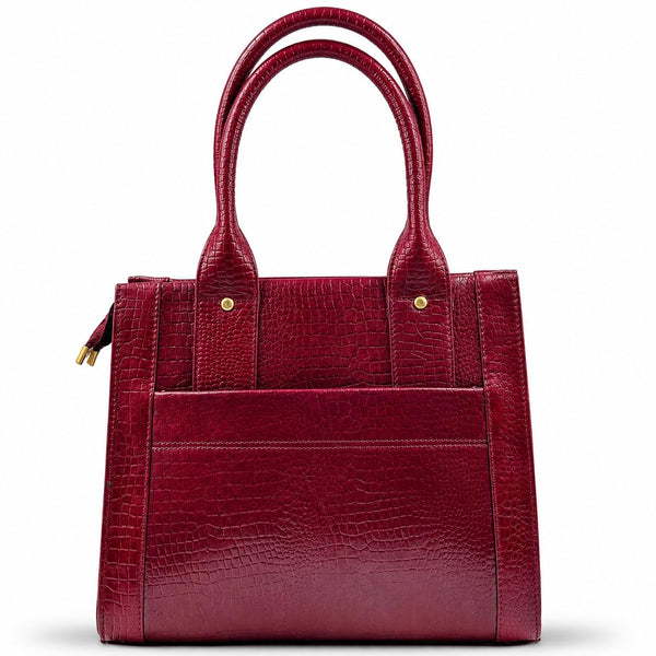TAJ LEATHER Genuine Leather Handbag for Women, Premium Crocodile Pattern Tote Bag, Spacious Ladies Purse for Office, Work, Shopping & Daily Use, Stylish Shoulder Bag