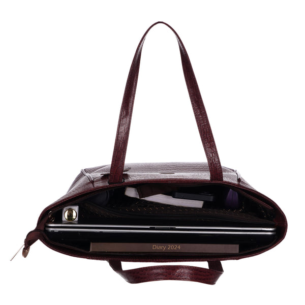 TAJ LEATHER Genuine Leather Tote Bag for Women, Premium Textured Handbag with Spacious Compartment, Stylish Shoulder Carry Bag for Office, Shopping, Travel & Everyday Use