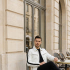 Taj Signature Alpine White Twin-Stripe Cafe Racer Jacket