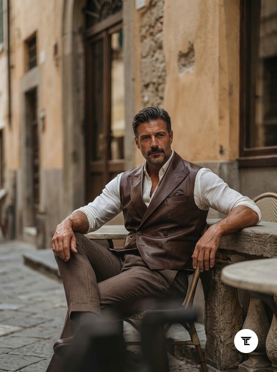 Taj Heritage Firenze Vintage Leather Waistcoat