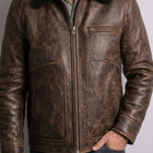 Taj Imperial Nordic Brown Shearling Collar Flight Jacket - View 1000166313