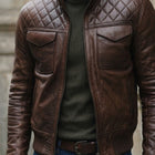 Taj Heritage Roadster Quilted Brown Leather Jacket