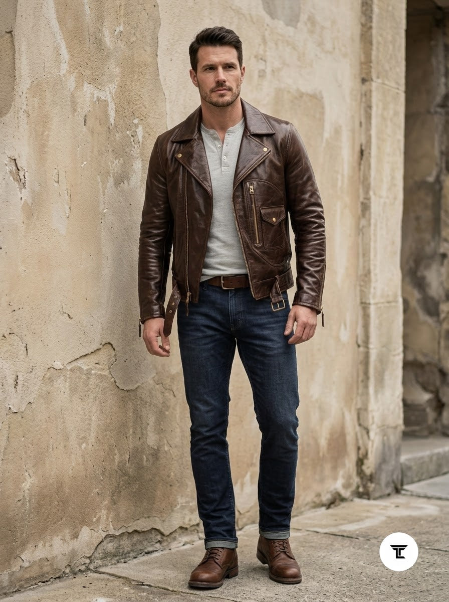 Taj Heritage Durango Distressed Leather Cafe Racer
