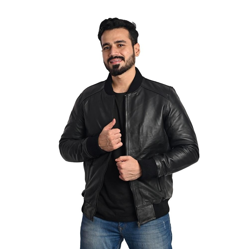 Men's Black 100% Genuine Leather Jacket - Premium Taj Leather