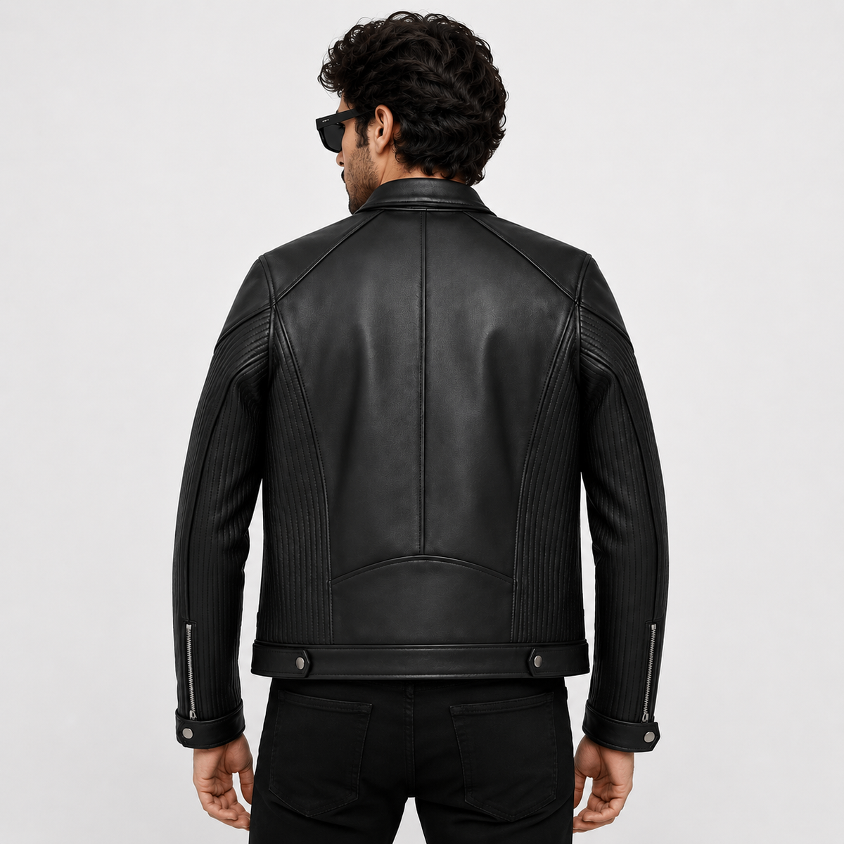 Mallan Style Leather jacket - By Taj Leather Pure Black