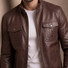 Taj Heritage Chestnut Harrington Leather Jacket