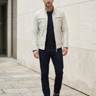 Taj Signature Alabaster White Cafe Racer Leather Jacket