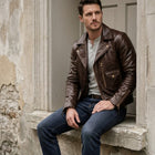 Taj Heritage Maverick Cognac Double-Rider Biker Jacket