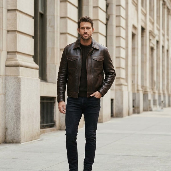 Taj Artisan Serengeti Dark Espresso Multi-Pocket Leather Safari Jacket