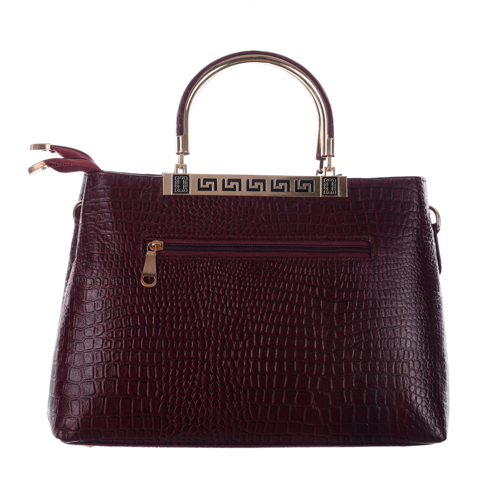 TAJ LEATHER Genuine Leather Handbag for Women, Premium Crocodile Textured Tote Bag with Zipper, Spacious Ladies Purse for Office, Work, Shopping & Daily Use