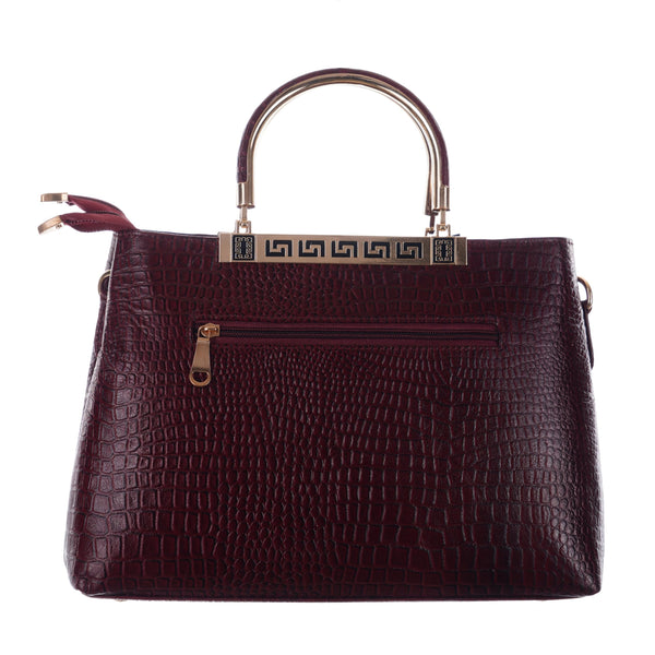 TAJ LEATHER Genuine Leather Handbag for Women, Premium Crocodile Textured Tote Bag with Zipper, Spacious Ladies Purse for Office, Work, Shopping & Daily Use