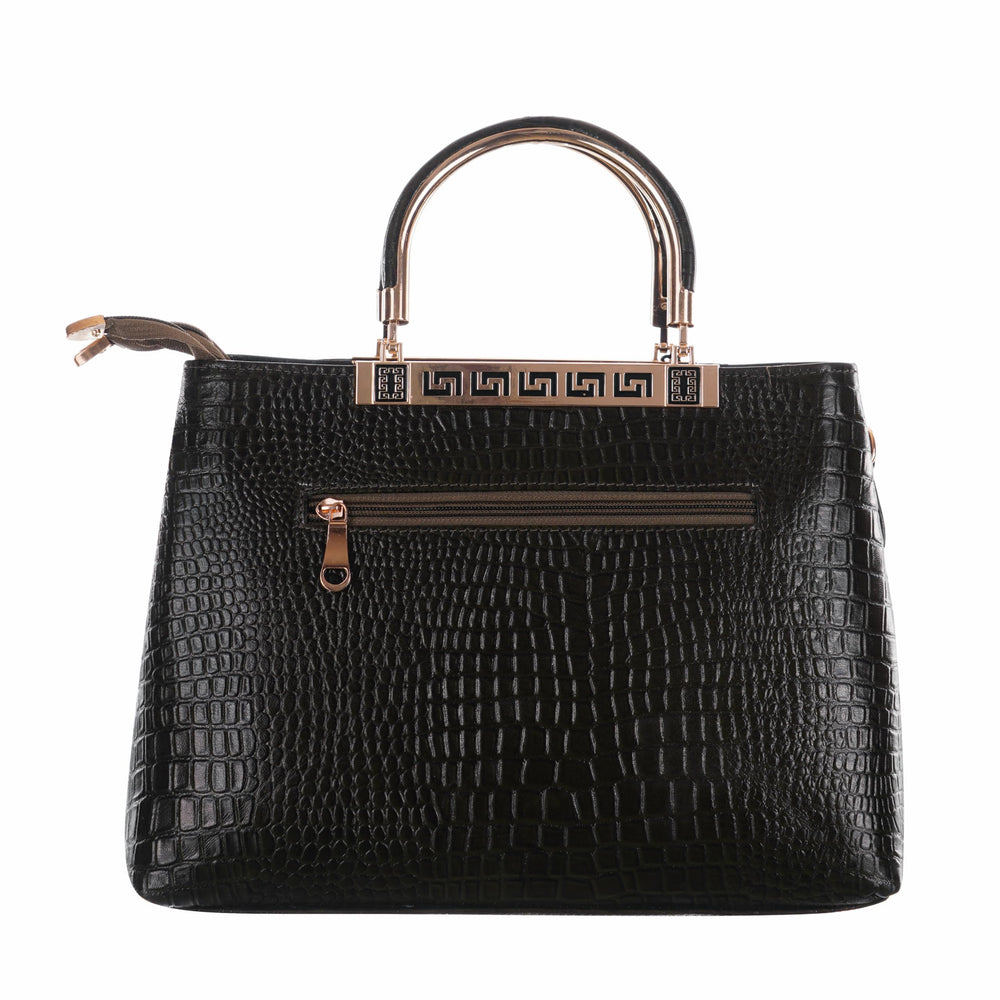 TAJ LEATHER Genuine Leather Handbag for Women, Premium Crocodile Textured Tote Bag with Zipper, Spacious Ladies Purse for Office, Work, Shopping & Daily Use