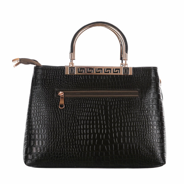 TAJ LEATHER Genuine Leather Handbag for Women, Premium Crocodile Textured Tote Bag with Zipper, Spacious Ladies Purse for Office, Work, Shopping & Daily Use