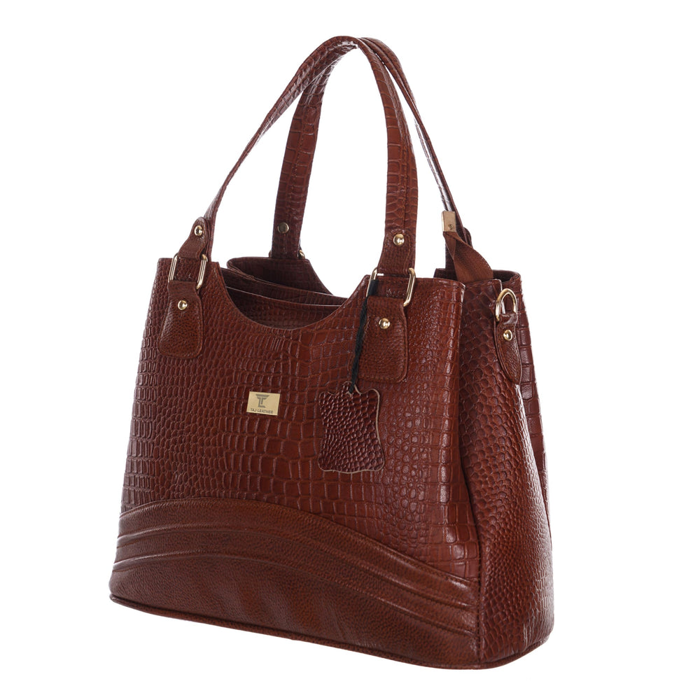 TAJ LEATHER Genuine Leather Women's Handbag for Ladies | Premium Tote Shoulder Bag with Double Handles, Spacious Main Compartment, Stylish Everyday Office & Casual Bag