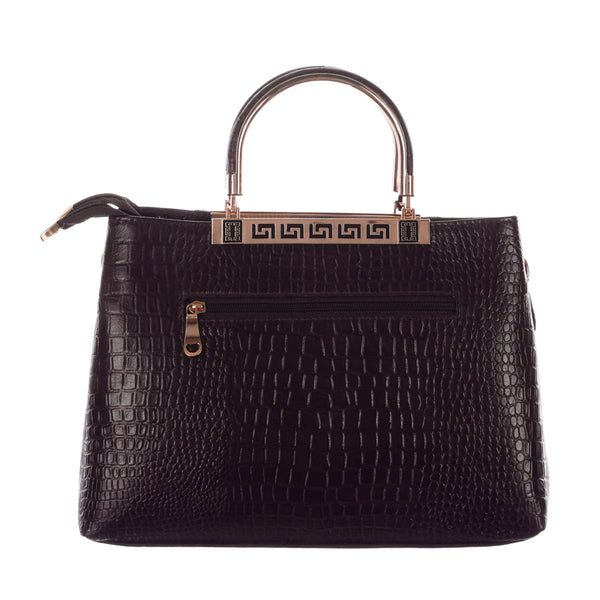 TAJ LEATHER Genuine Leather Handbag for Women, Premium Crocodile Textured Tote Bag with Zipper, Spacious Ladies Purse for Office, Work, Shopping & Daily Use