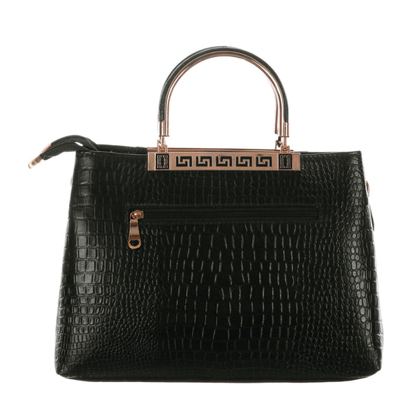 TAJ LEATHER Genuine Leather Handbag for Women, Premium Crocodile Textured Tote Bag with Zipper, Spacious Ladies Purse for Office, Work, Shopping & Daily Use